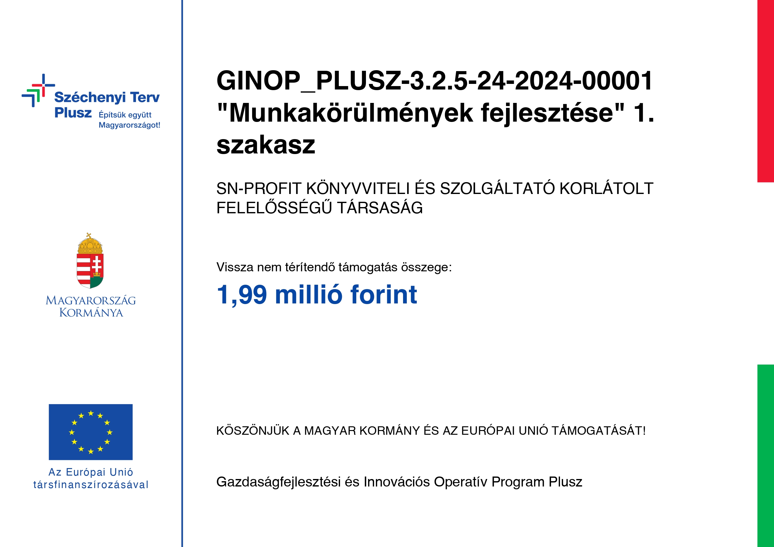 GINOP PLUSZ pályázat